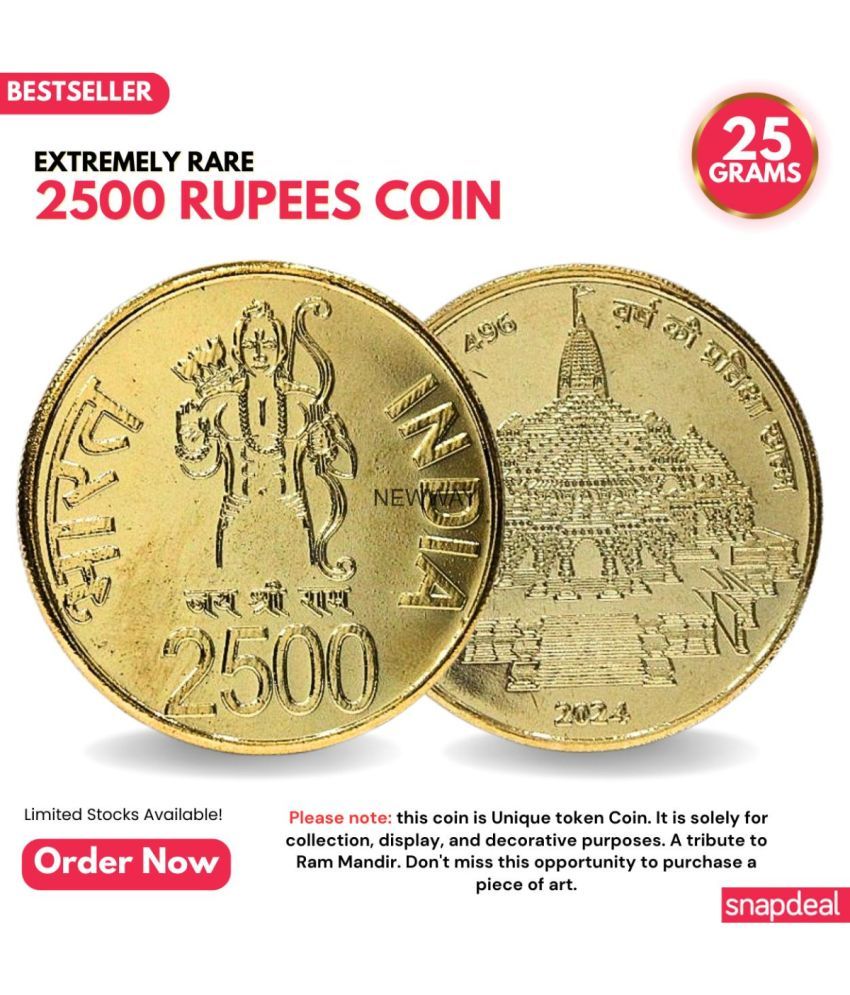     			Most Demanded 2500 Rupees, Ram Mandir Rare Gold-plated Heavy Coin