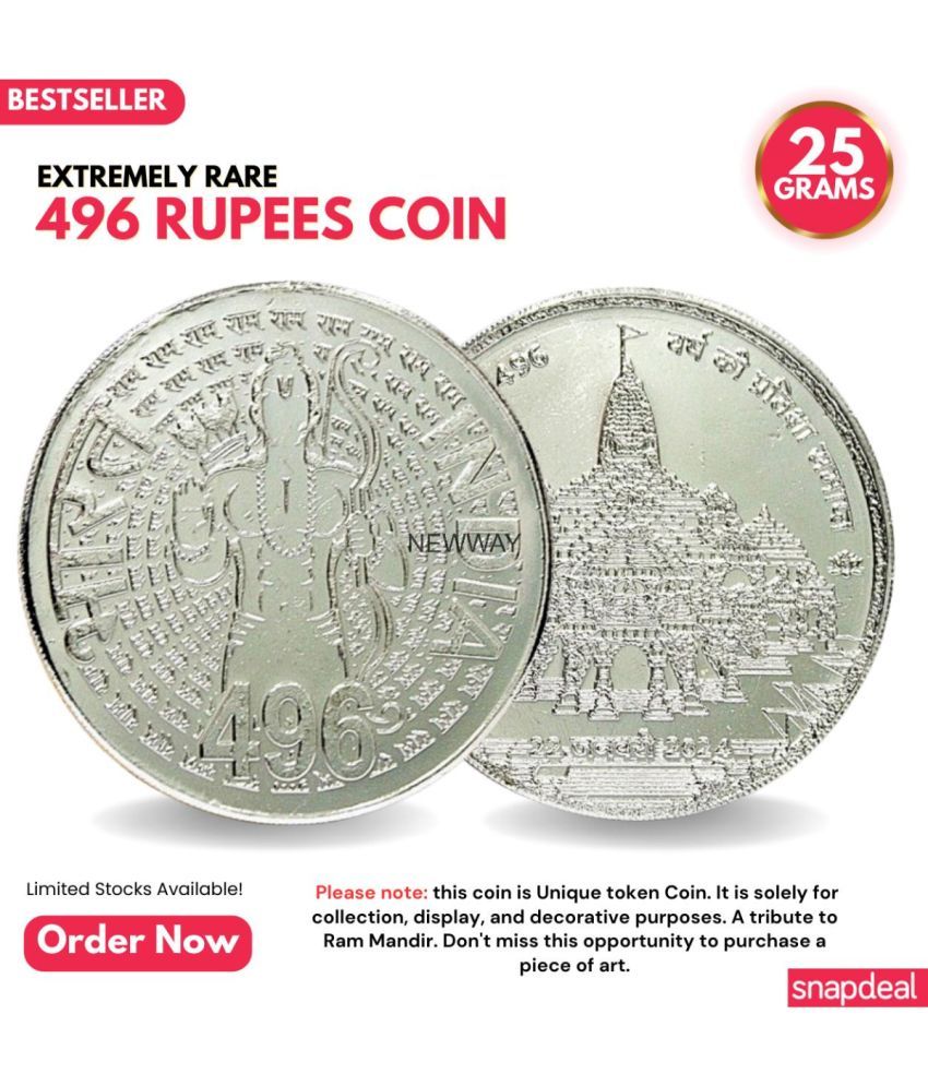     			Most Demanded 496 Rupees, Ram Mandir Rare Silver-plated Heavy Coin