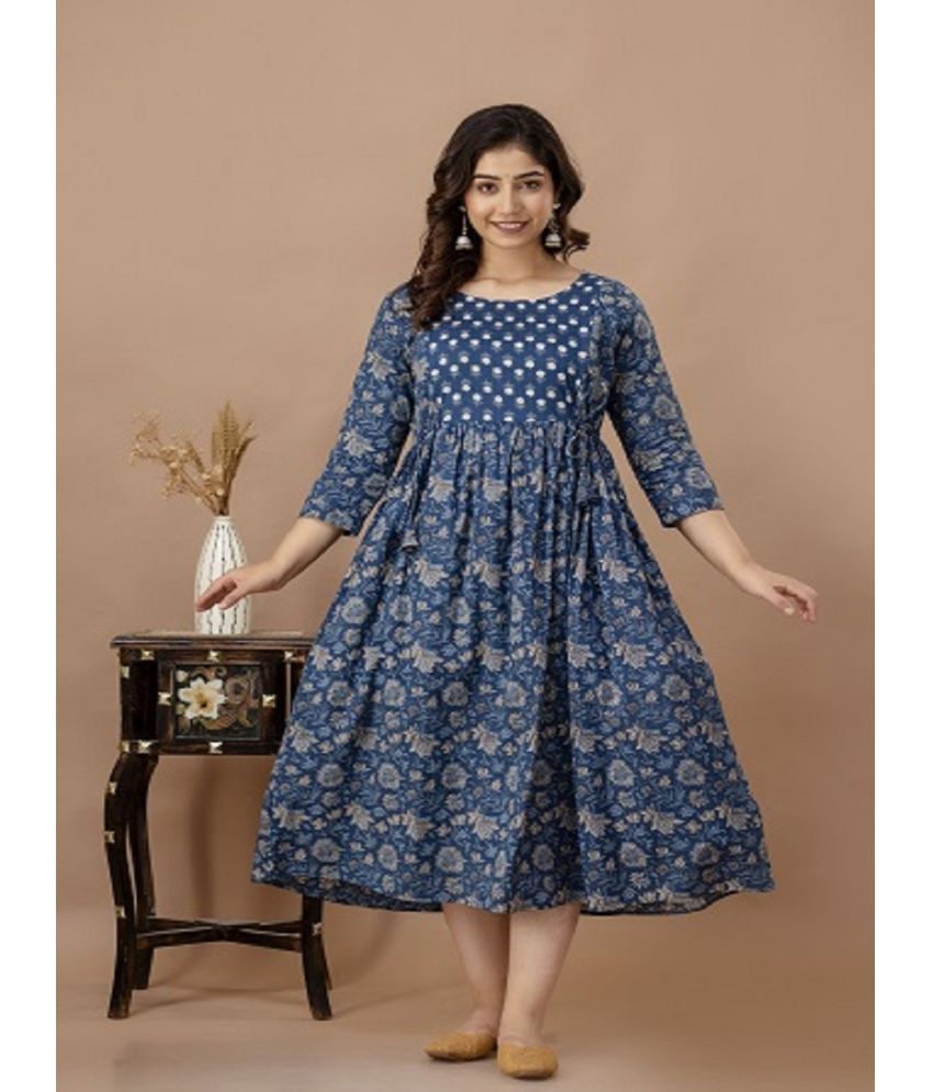     			Nevisha Style Blue Cotton Maternity Kurta Single