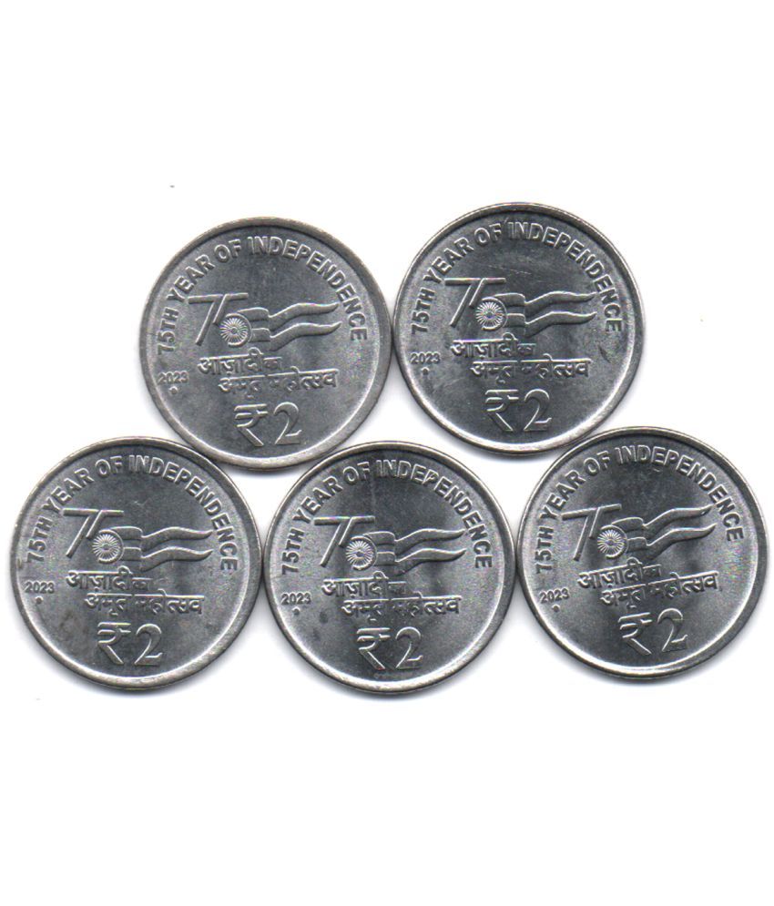     			RAJACOINS - 2 /  TWO  RS / RUPEE  AKAM STEEL (5 PCS) VERY RARE 2023  NOIDA MINT COMMEMORATIVE COLLECTIBLE-  U.N.C