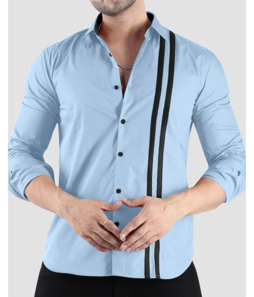     			VERTUSY Cotton Blend Regular Fit Striped Full Sleeves Men's Casual Shirt - Light Blue ( Pack of 1 )