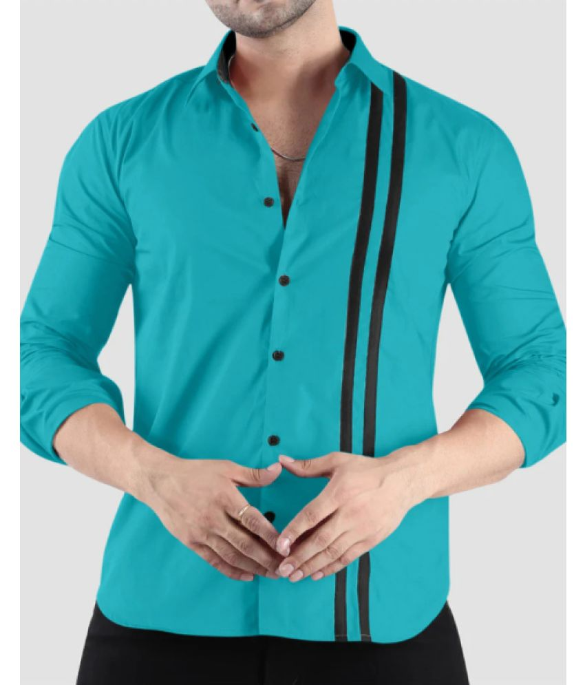     			VERTUSY Cotton Blend Regular Fit Striped Full Sleeves Men's Casual Shirt - Turquoise ( Pack of 1 )