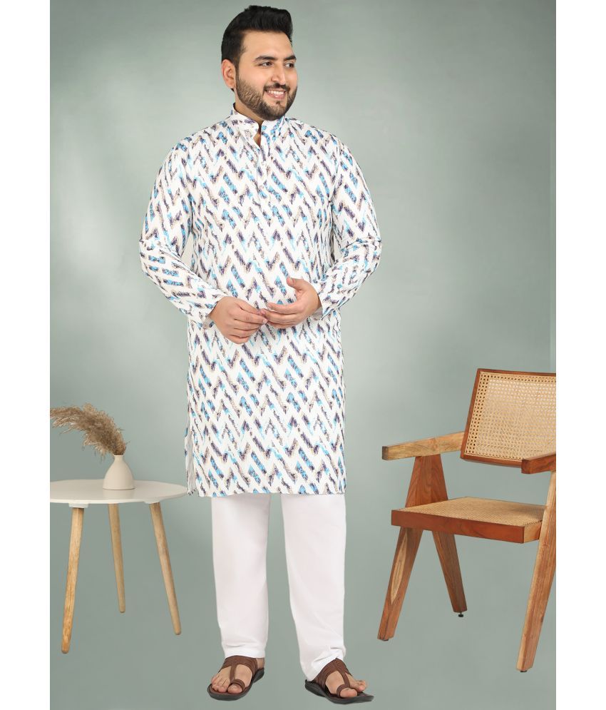     			ADWYN PETER Blue Cotton Men's Regular Kurta ( Pack of 1 )