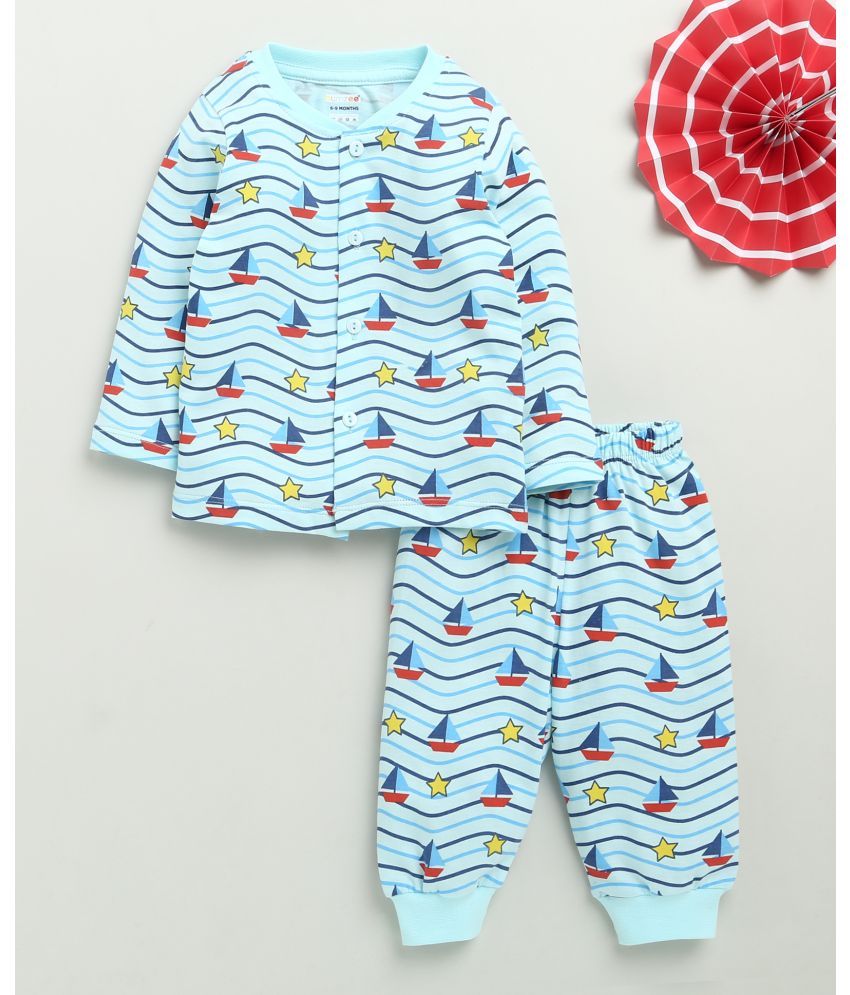     			BUMZEE Pack of 1 Baby Boys 100% Cotton Nightsuit ( Blue )