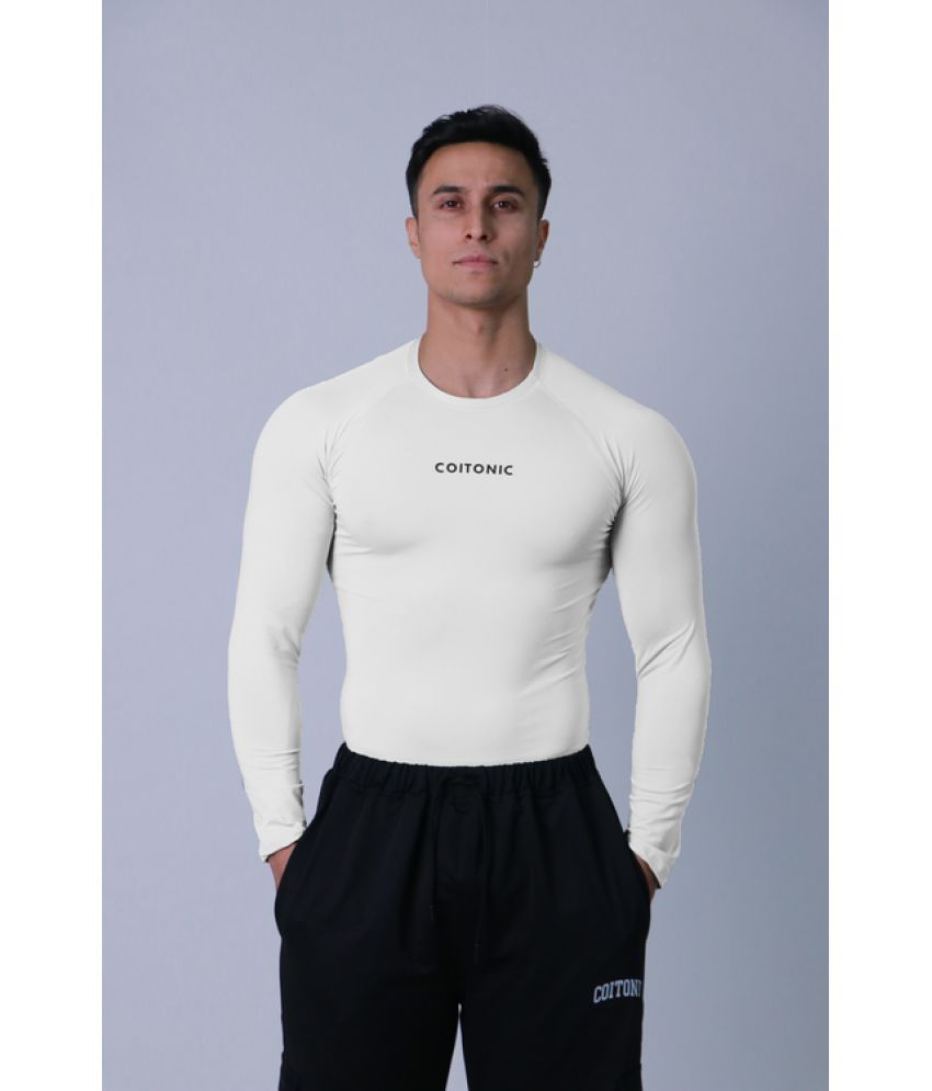     			Coitonic White Polyester Slim Fit Men's Compression T-Shirt ( Pack of 1 )