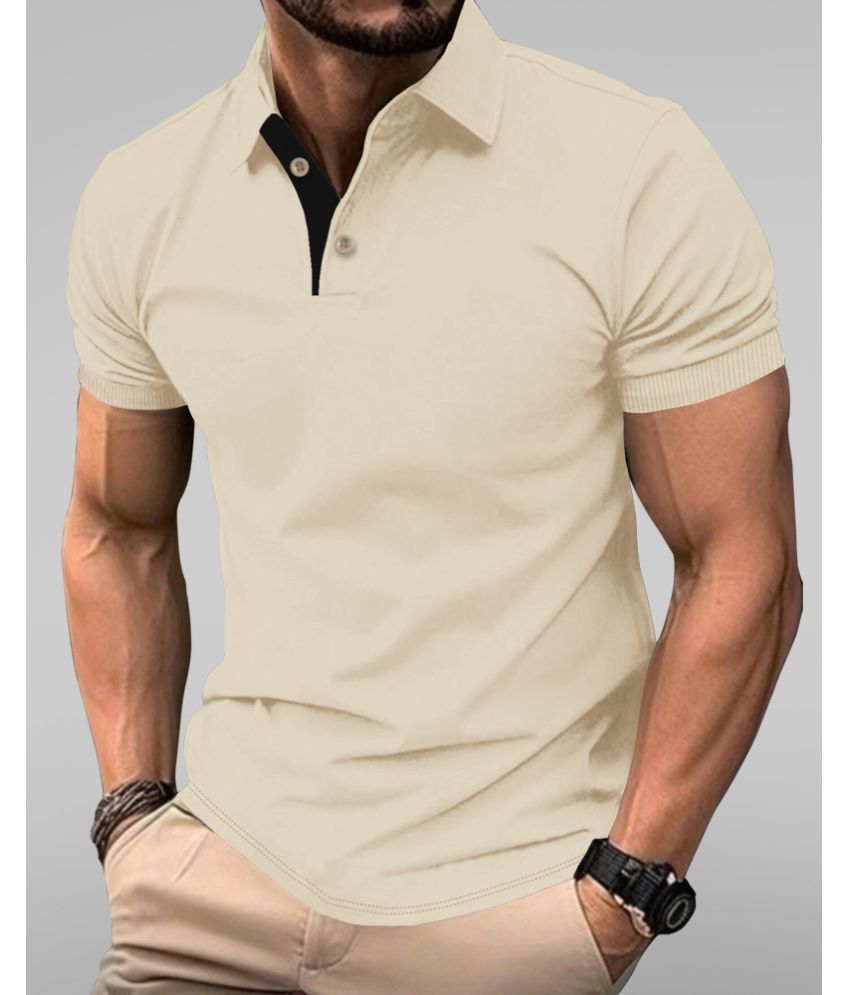     			Eyebogler Pack of 1 Cotton Regular Fit Solid Half Sleeves Men's Polo T Shirt ( Beige )