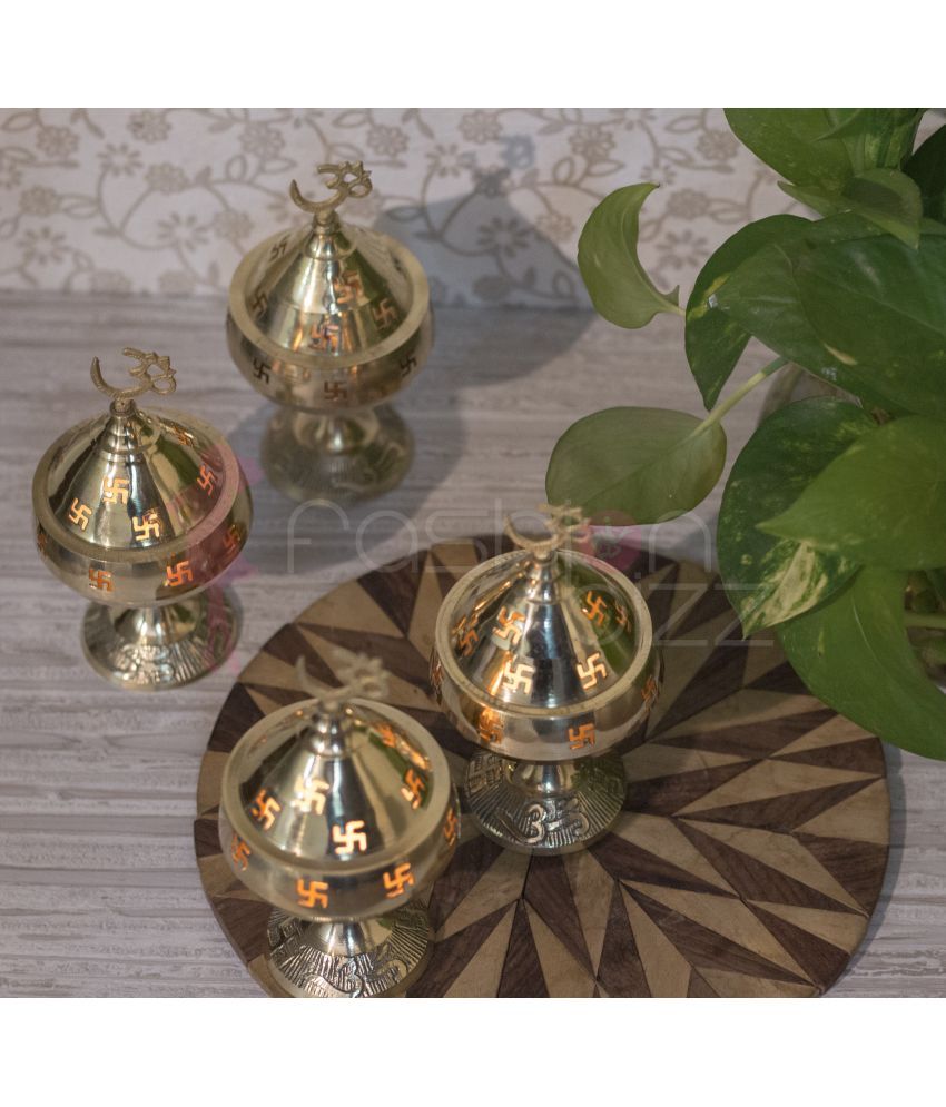     			Fashion Bizz Brass Diya Brass Table Diya Set - Pack of 2