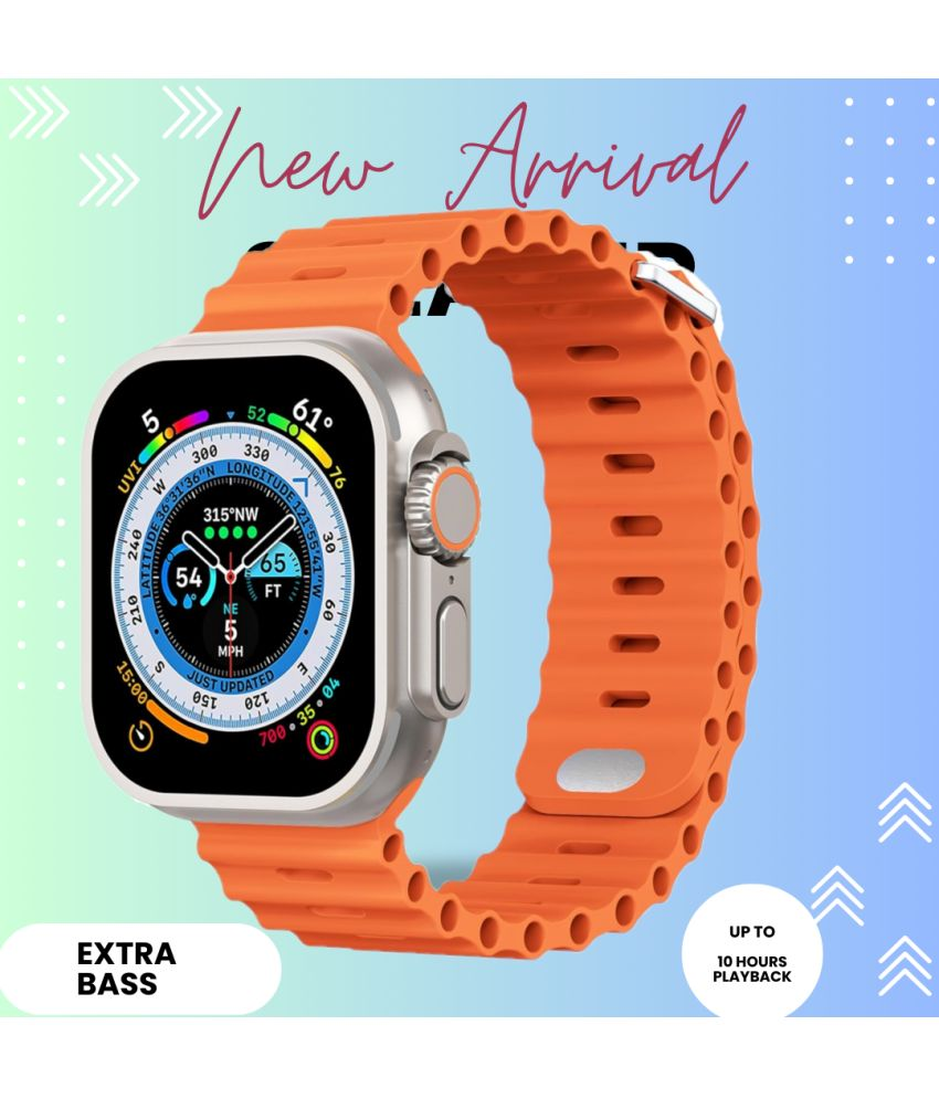     			FD1 AMOLED Sim Calling Smart Watch with Silicone Strap Upto 24 hours Backup ( Orange )