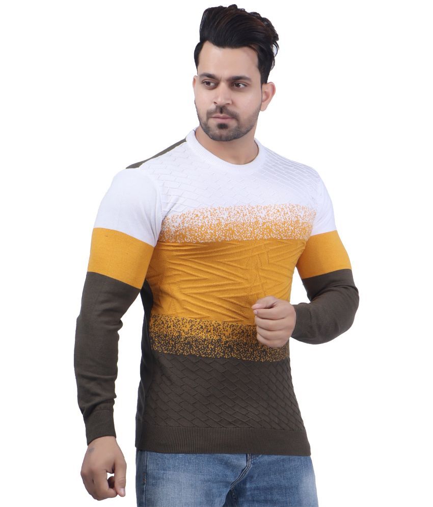     			FEVERFEW Cotton Round Neck Men's Full Sleeves Pullover Sweater - Olive ( Pack of 1 )