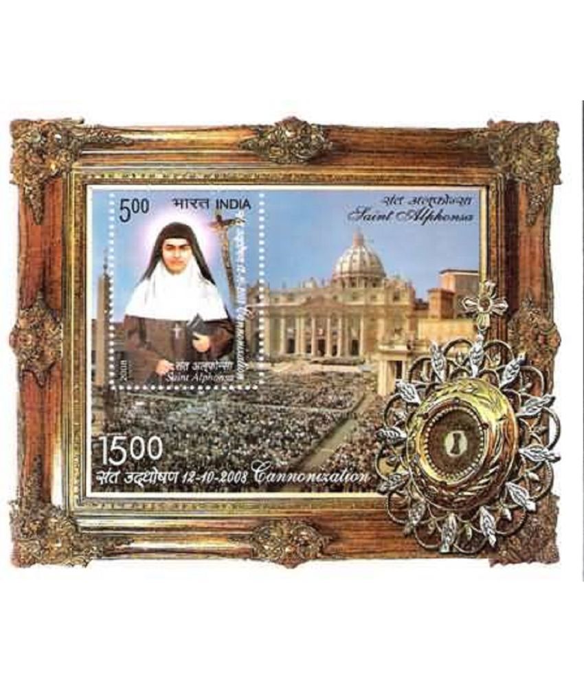     			India Miniature Stamp Sheet of Saint Alphonsa 2008 Mint Unhinged