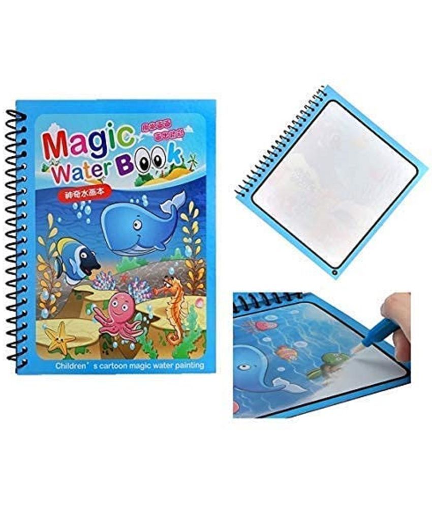     			Magic Water Coloring Doodle Book Reusable Quick Dry Colouring with Pen Painting Board for Children Education Drawing Pad Activity Kids Toys