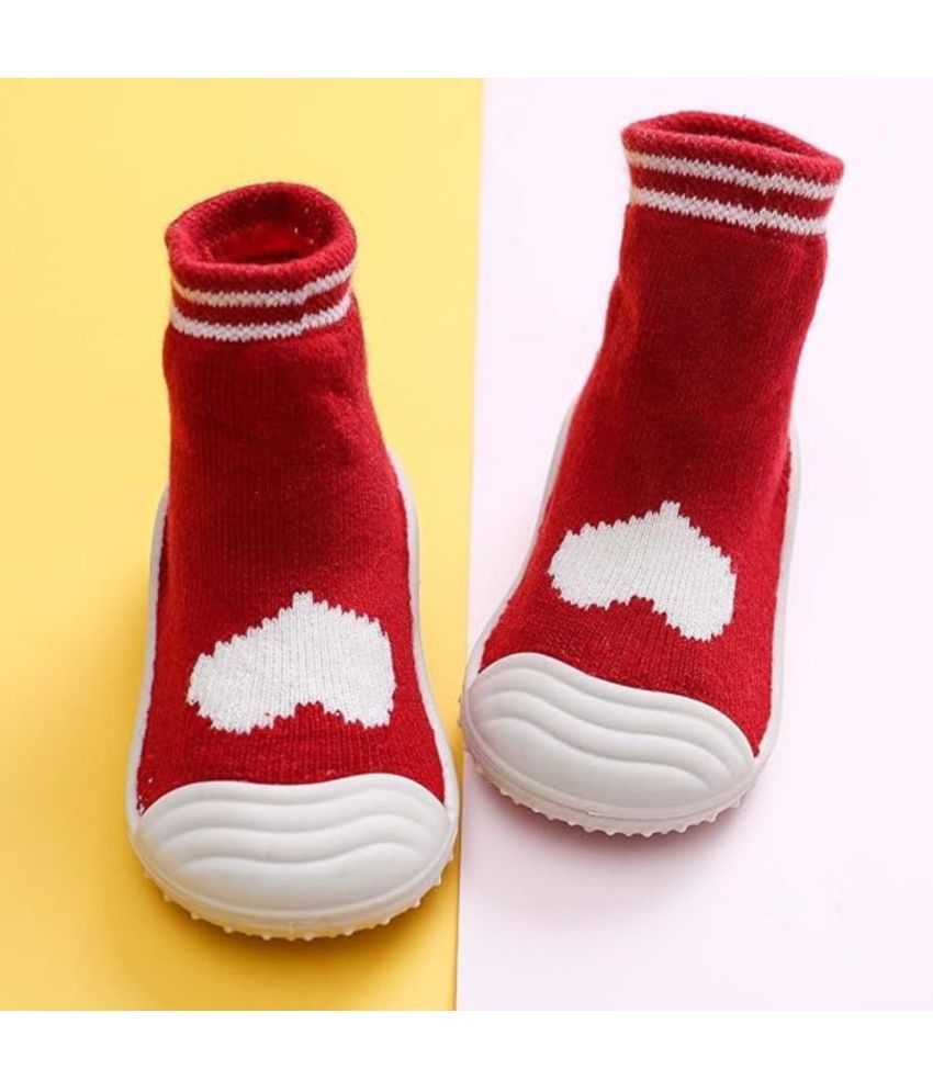     			Neska Moda - Red Booties For Baby Boy & Baby Girl 6-12 Months ( Pack of 1 )