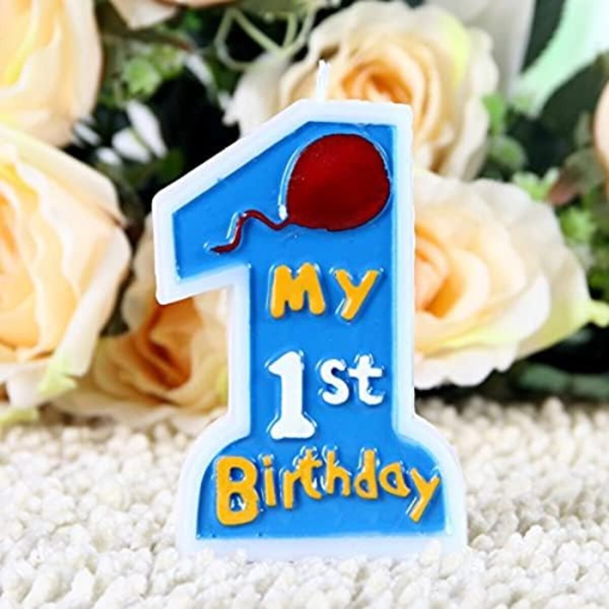     			Partybooms My 1st Birthday Candle Blue Pack of 1