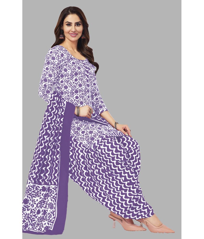     			SIMMU Unstitched Cotton Printed Dress Material - Purple ( Pack of 1 )