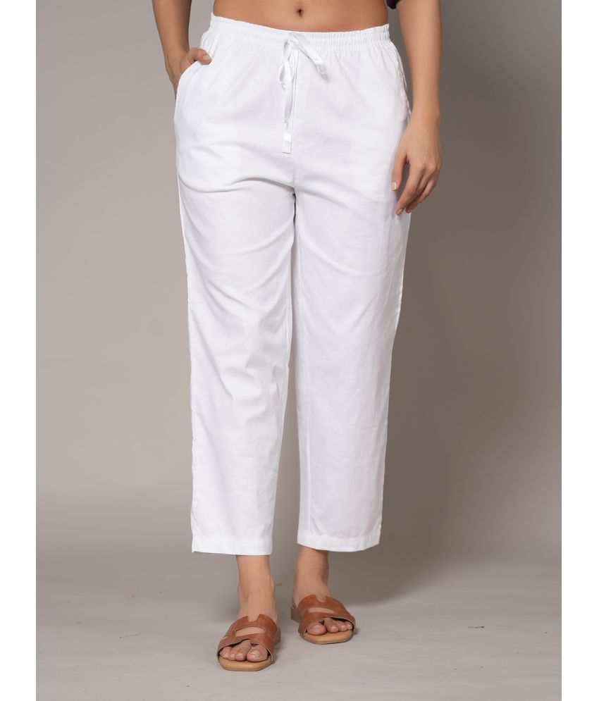     			STYLE SHOES Pack of 1 Linen Regular Women's Formal Pants ( White )