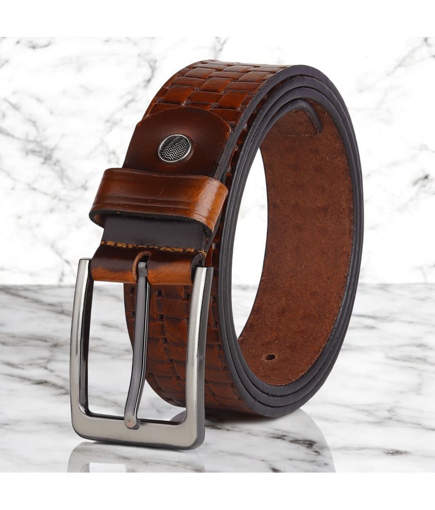     			SUNSHOPPING - Tan 100% Leather Men's Formal Belt ( Pack of 1 )