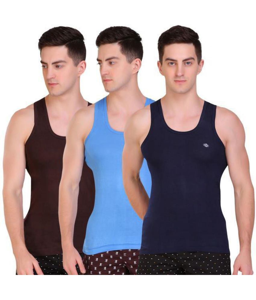     			TT Pack of 3 Cotton Basic Vest For Men ( Brown )