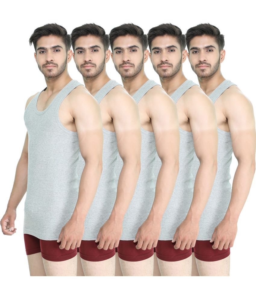     			TT Pack of 5 Cotton Basic Vest For Men ( Grey )