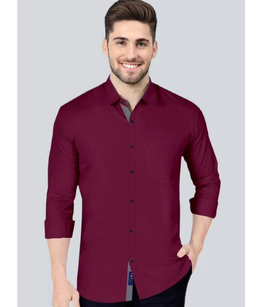     			VERTUSY Cotton Blend Regular Fit Solids Full Sleeves Men's Casual Shirt - Maroon ( Pack of 1 )