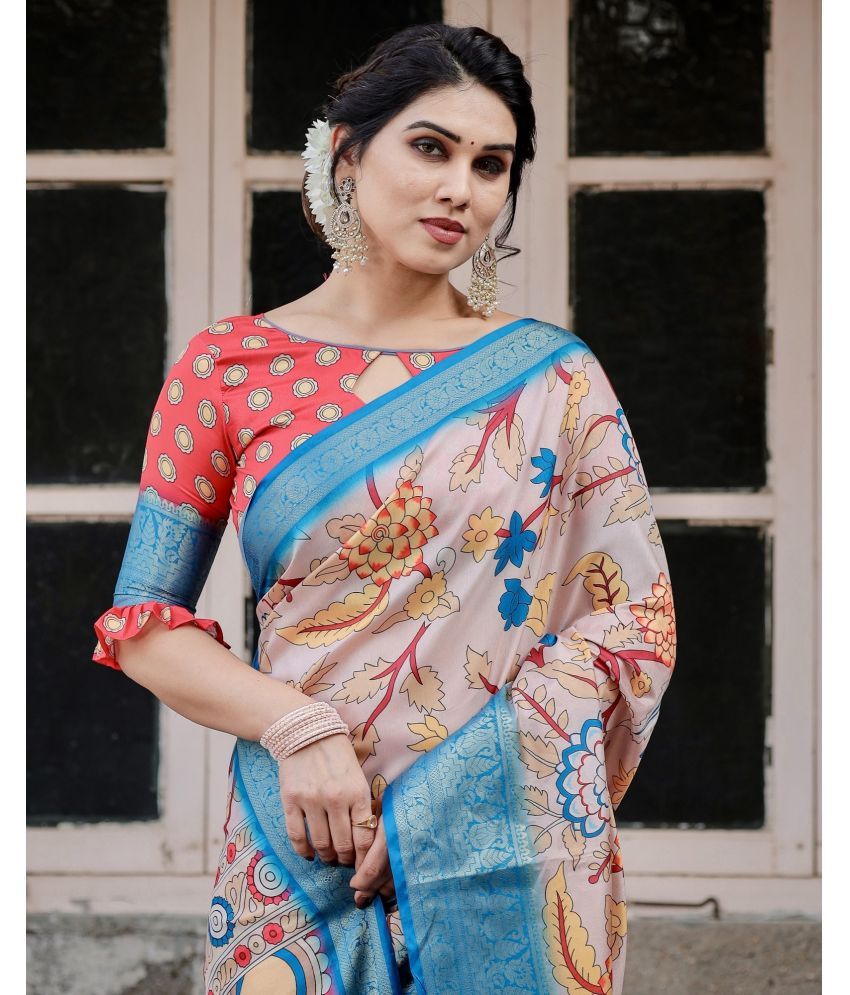     			Almaari Fashion Cotton Silk Printed Saree With Blouse Piece ( Beige , Pack of 1 )