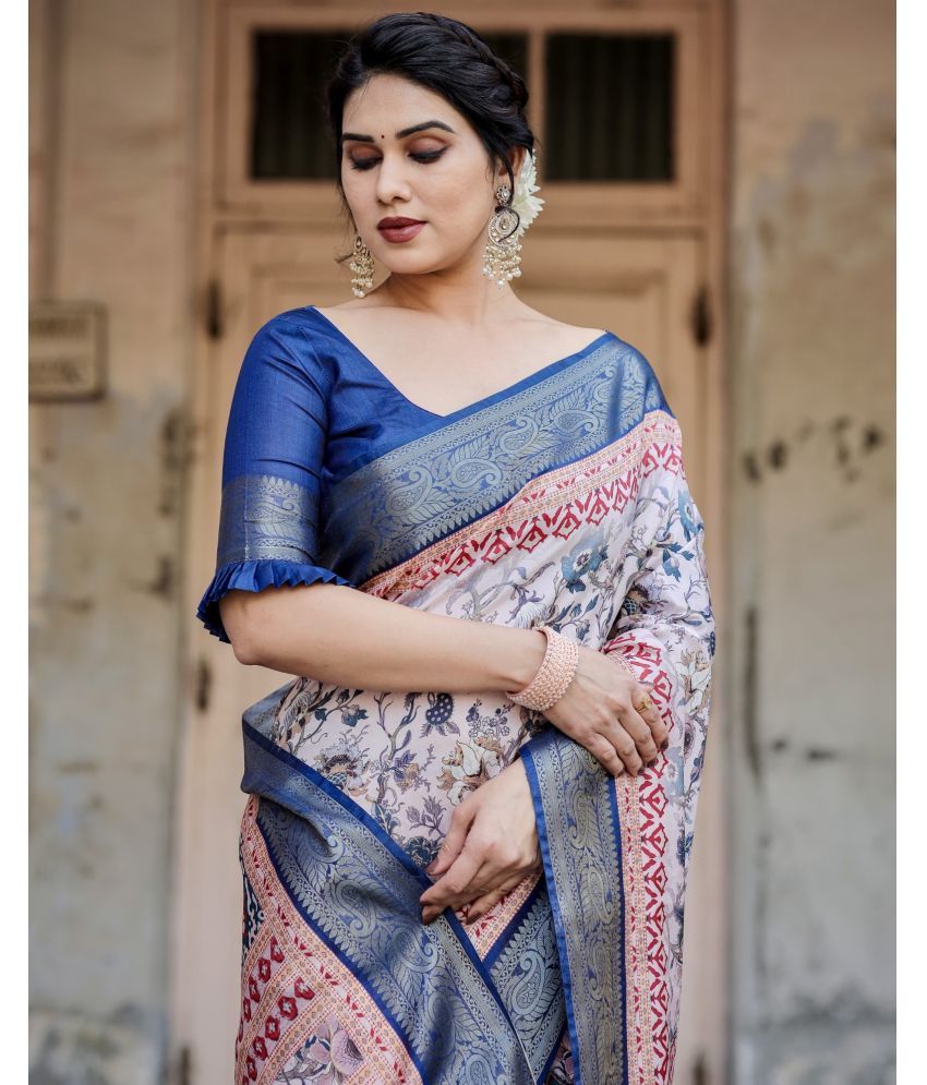     			Almaari Fashion Cotton Silk Printed Saree With Blouse Piece ( Pink , Pack of 1 )