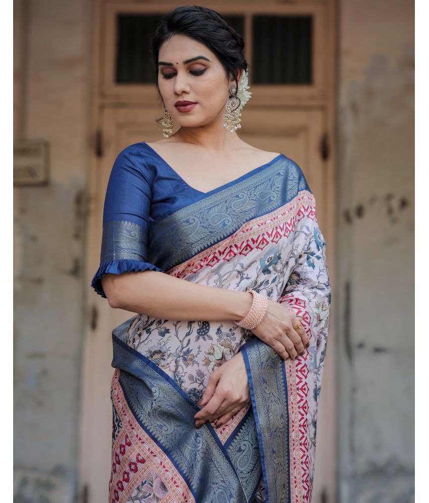     			Almaari Fashion Cotton Silk Printed Saree With Blouse Piece ( Pink , Pack of 1 )