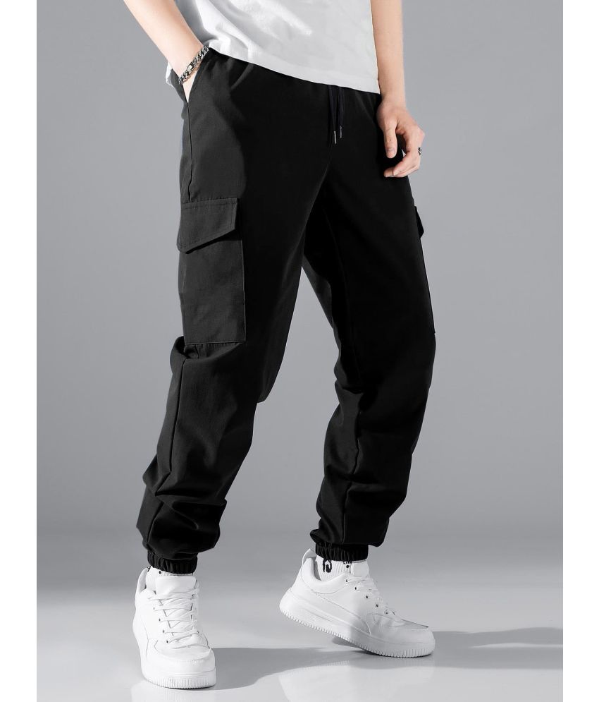     			Aahwan Regular Flat Men's Joggers - Black ( Pack of 1 )