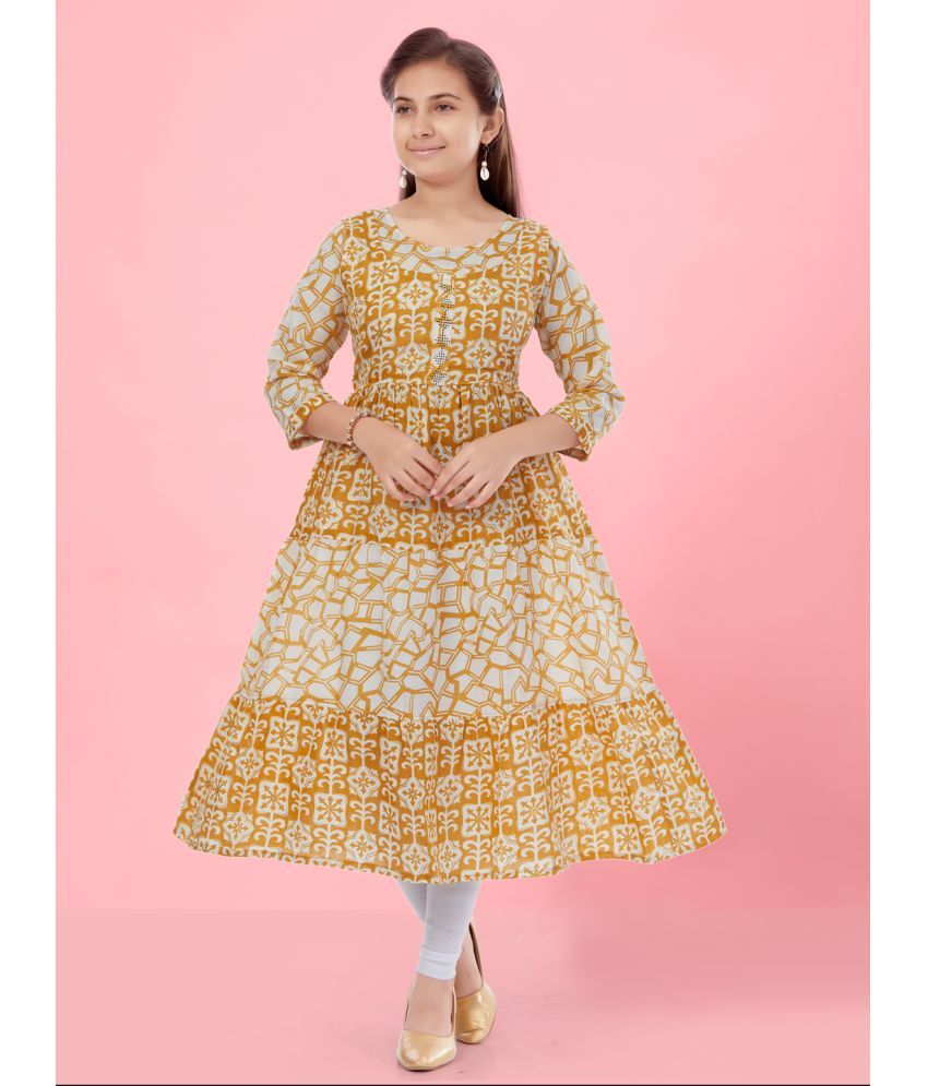     			Aarika Girls Cotton Anarkali Kurti ( Pack of 1 , Yellow )