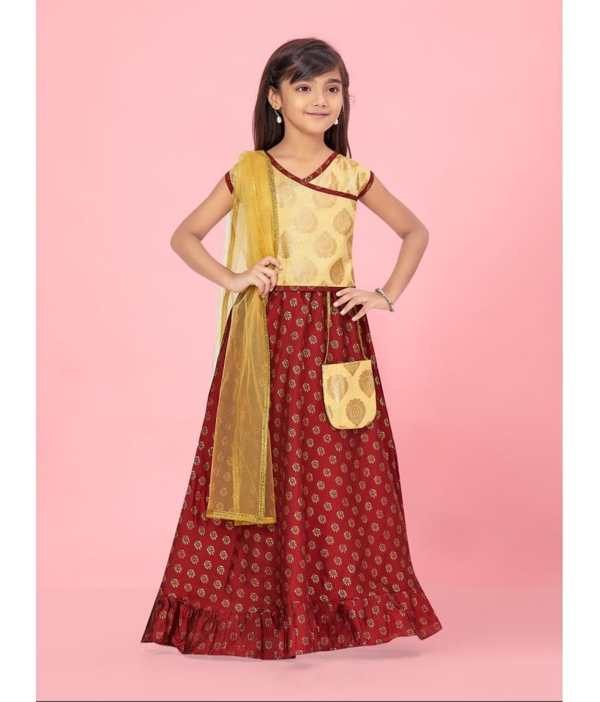     			Aarika Silk Lehenga Choli Set For Girls ( Pack of 1 , Beige )