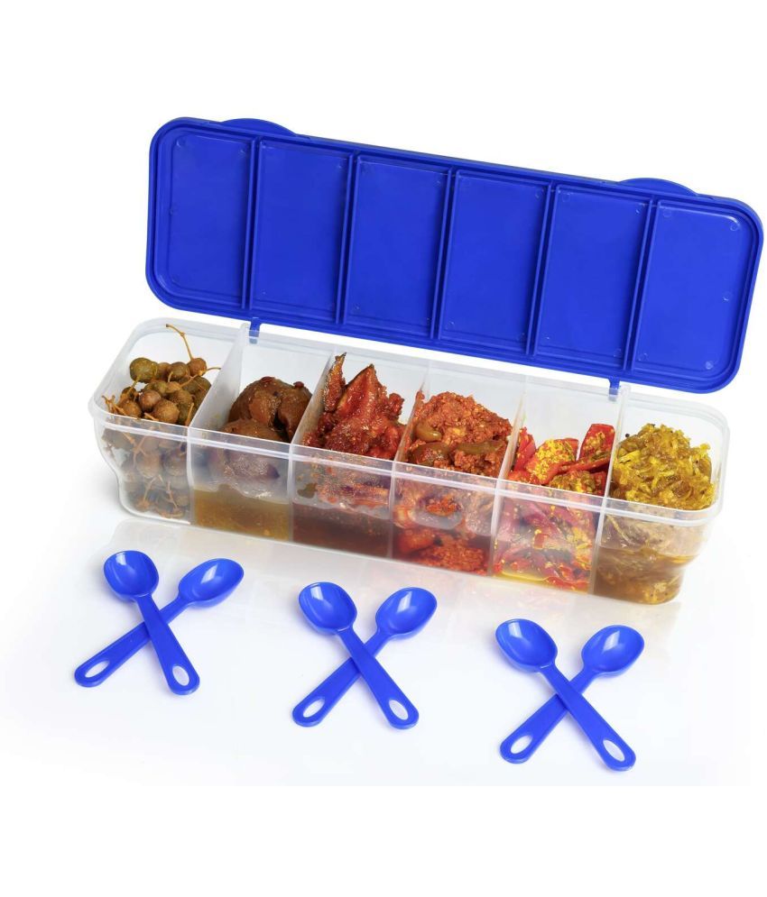     			FIT4CHEF 6 Section Container Plastic Blue Pickle Container ( Set of 1 )