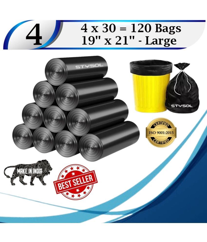     			Garbage Bags 19 X 21 inch Medium Size | Dustbin Bags| Black Colour 120 bags (4 Roll)