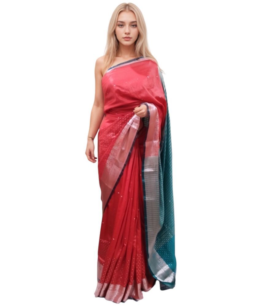     			KALRA MAGIC Banarasi Silk Solid Saree With Blouse Piece ( Red , Pack of 1 )