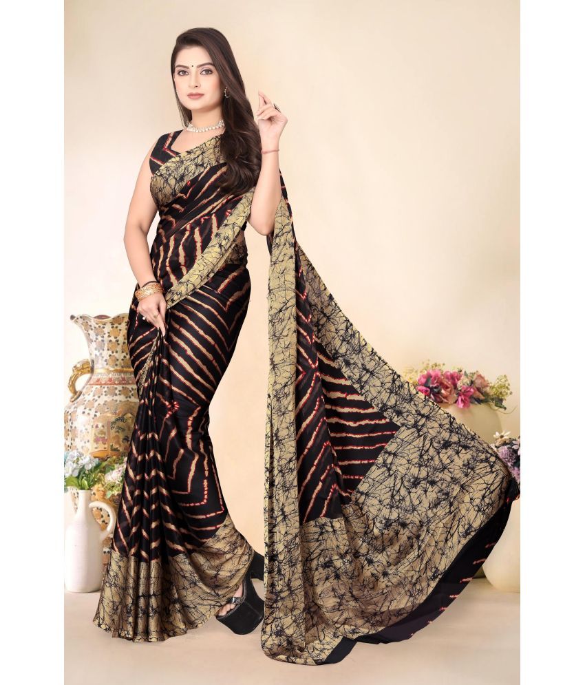     			Magneitta Chiffon Printed Saree With Blouse Piece ( Brown , Pack of 1 )