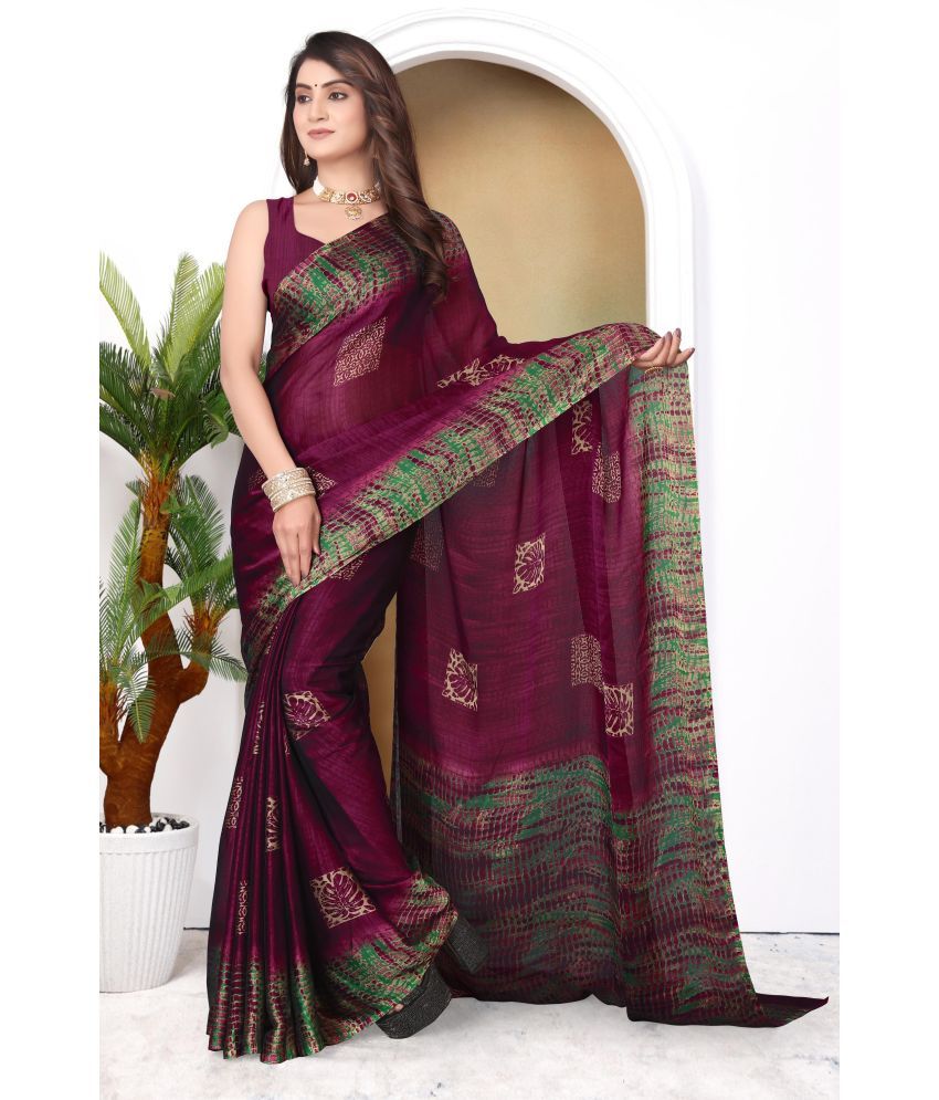     			Magneitta Chiffon Printed Saree With Blouse Piece ( Pink , Pack of 1 )