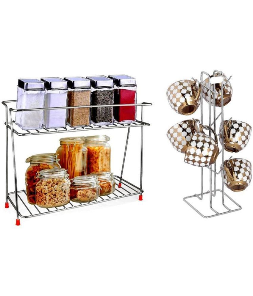     			TINUMS Silver Stainless Steel Storage Racks ( Pack of 2 )