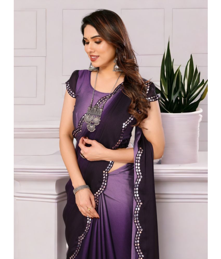     			TTH Silk Self Design Saree With Blouse Piece ( Purple , Pack of 1 )