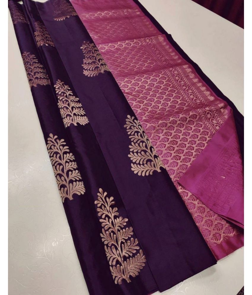     			A TO Z CART Silk Blend Embellished Saree With Blouse Piece ( Wine , Pack of 1 )