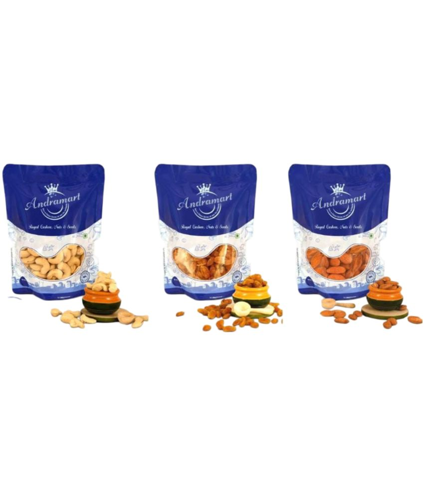     			ANDRA MART Cashew nut (Kaju) , Almond raison of 300 gms Pack of 3