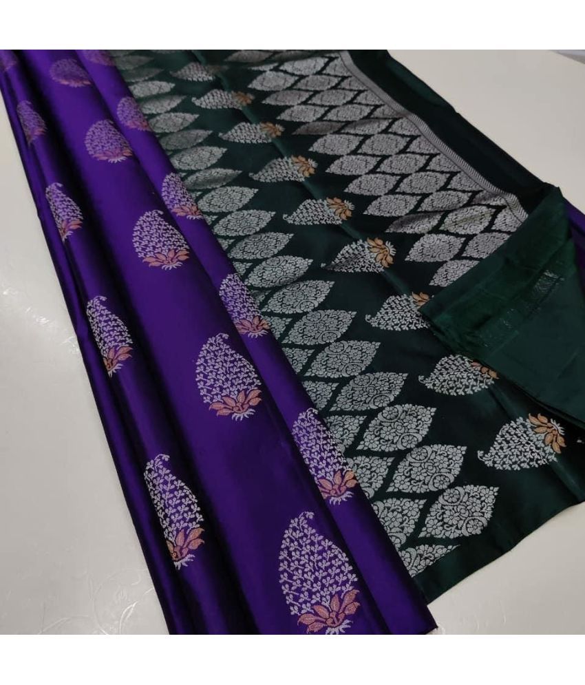     			Aika Silk Blend Embellished Saree With Blouse Piece ( Purple , Pack of 1 )