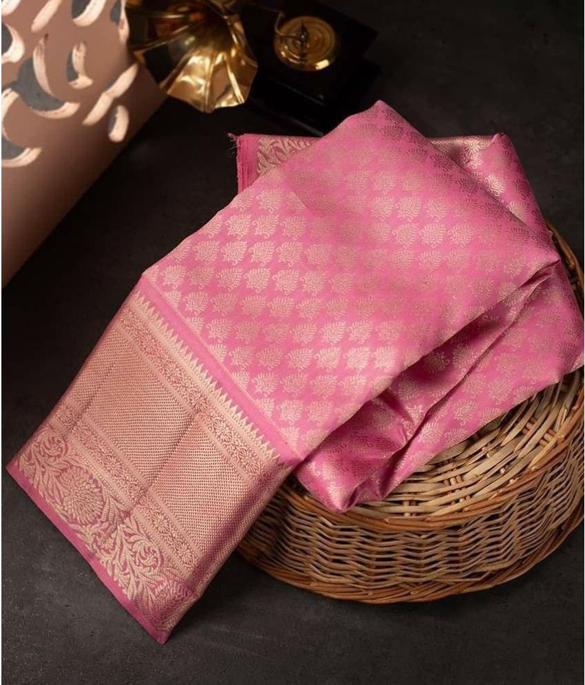     			Aika Silk Blend Embellished Saree With Blouse Piece ( Pink , Pack of 1 )