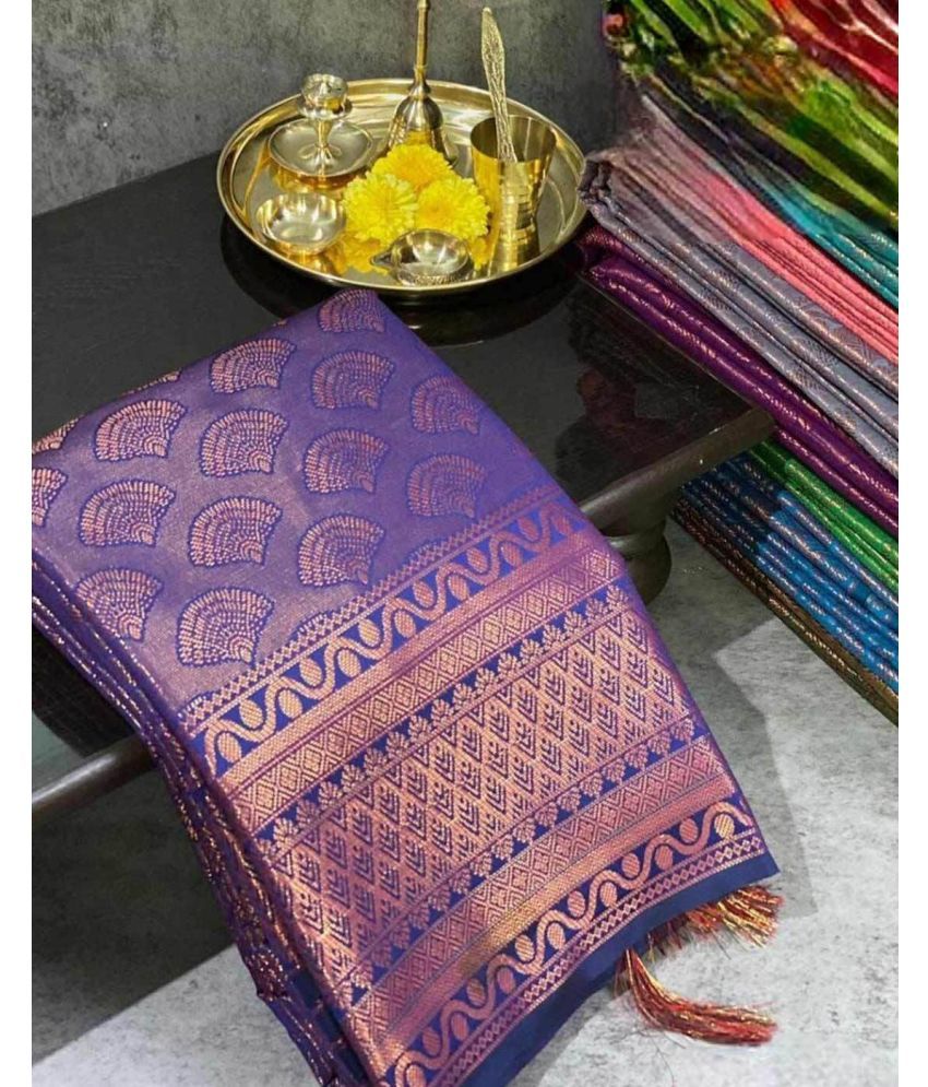     			Aika Silk Blend Embellished Saree With Blouse Piece ( Purple , Pack of 1 )