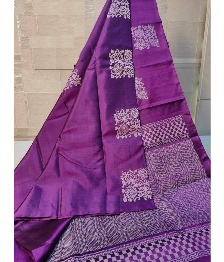     			Apnisha Silk Blend Embellished Saree With Blouse Piece ( Purple , Pack of 1 )