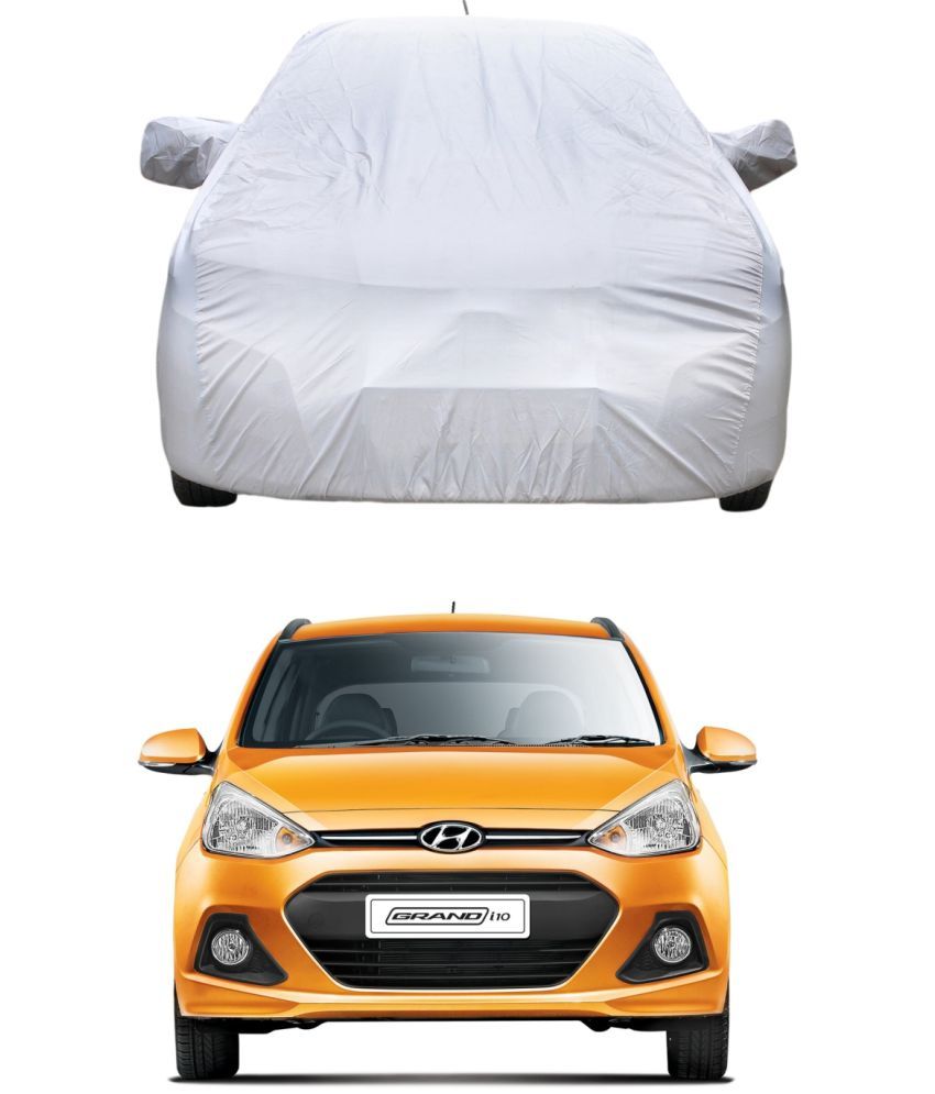     			AutoRetail Car Body Cover for Hyundai Grand i10 [2014-2015] With Mirror Pocket ( Pack of 1 ) , Silver