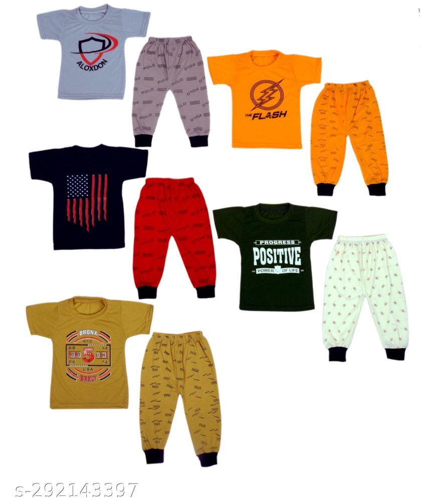     			DIAMOND EXPORTER Pack of 5 Baby Boys Cotton Blend T-Shirts & Pants Set ( Multicolor )