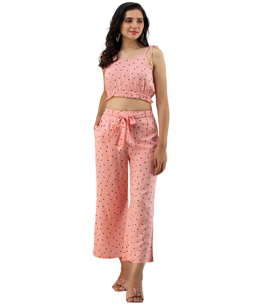     			Flamboyant Peach Rayon Women's Nightwear Nightsuit Sets ( Pack of 2 )