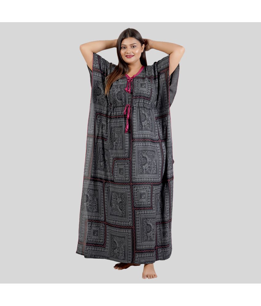     			Gutthi Black Cotton Blend Women's Nightwear Kaftan Night Dress ( Pack of 1 )