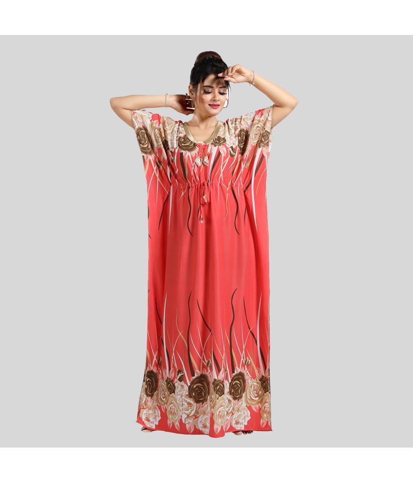     			Gutthi Pink Satin Women's Nightwear Kaftan Night Dress ( Pack of 1 )