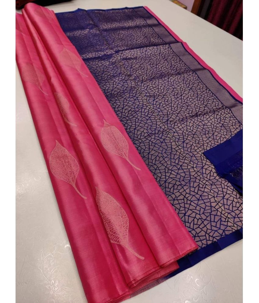     			Lady Shopi Silk Blend Embellished Saree With Blouse Piece ( Pink , Pack of 1 )