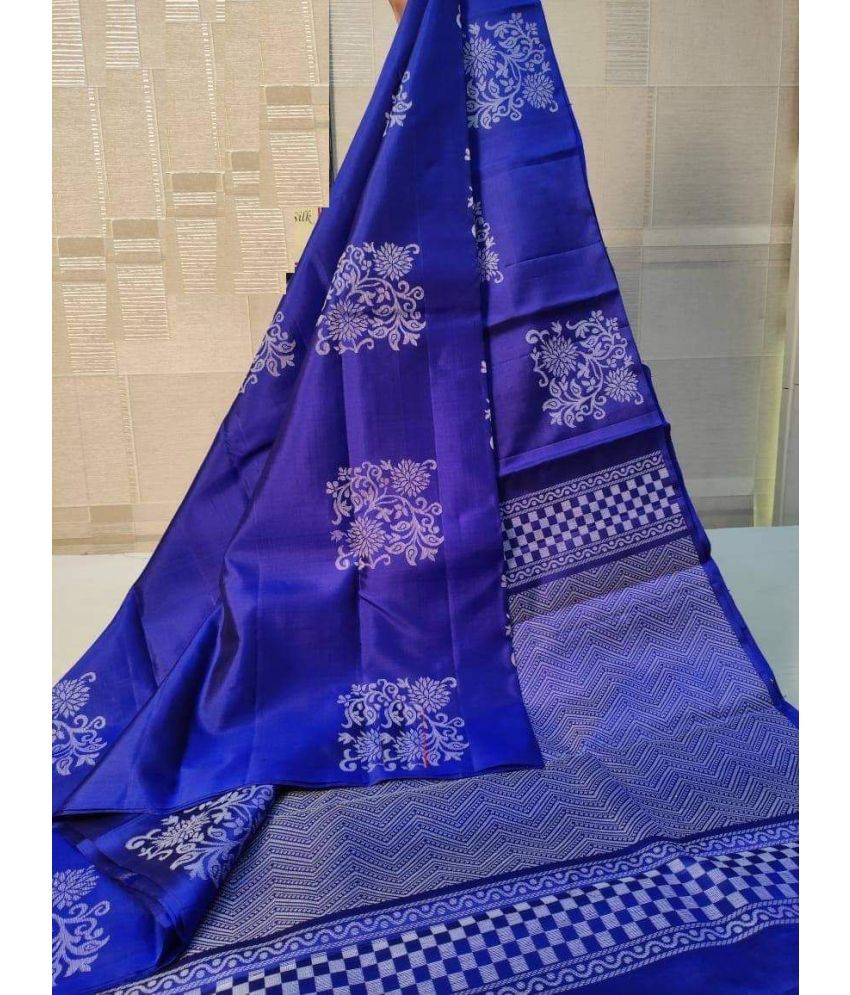     			Lady Shopi Silk Blend Embellished Saree With Blouse Piece ( Blue , Pack of 1 )