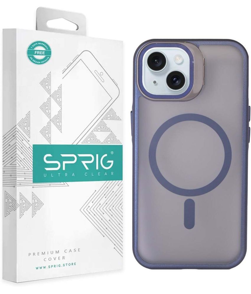     			Sprig Plain Cases Compatible For Polycarbonate Iphone 15 Plus With Camera Glass Stand ( Pack of 1 )